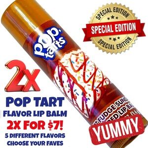 Authentic 2X POP TART Flavored Lip Doftening Balm HOT.FUDGE SUNDAE